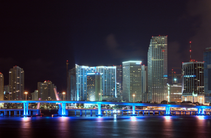 miami downtown skyline detail at night Miami skyline at night