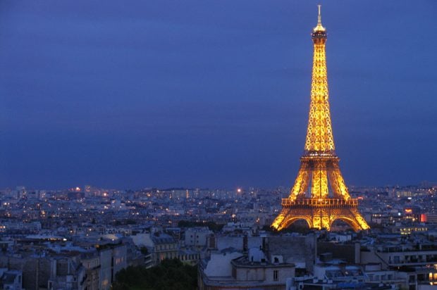 Eiffel Tower at night romantic