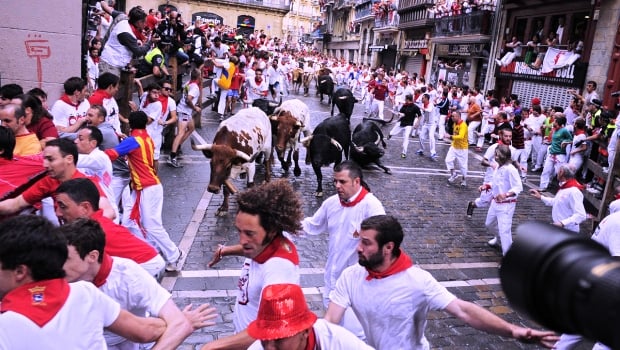 The Running of the Bulls, Pamplona Spain