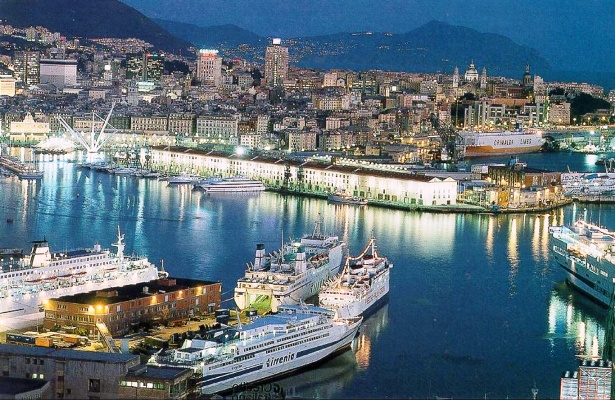 Genoa Italy at night
