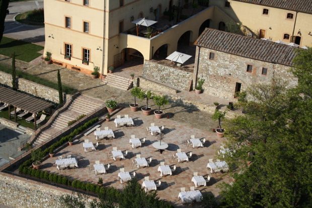 Castello DI Casole outdoor dining tuscany Italy