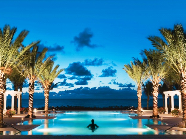 The Breakers pool at night