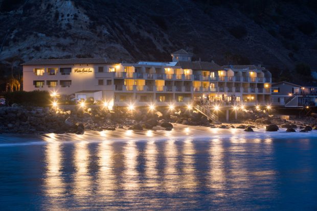 Malibu Beach Inn at night