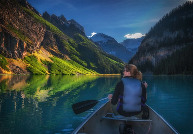 Paddling on Lake Louise