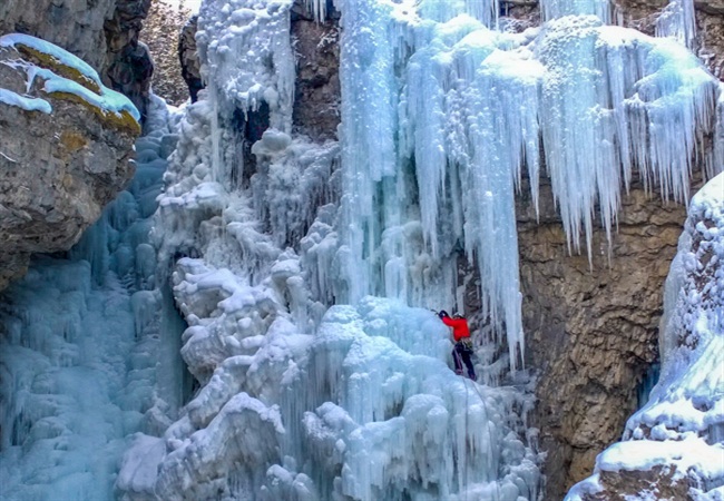 Ice climbing in Banff National Park