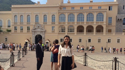 The author standing in front of the prince's palace in Monaco